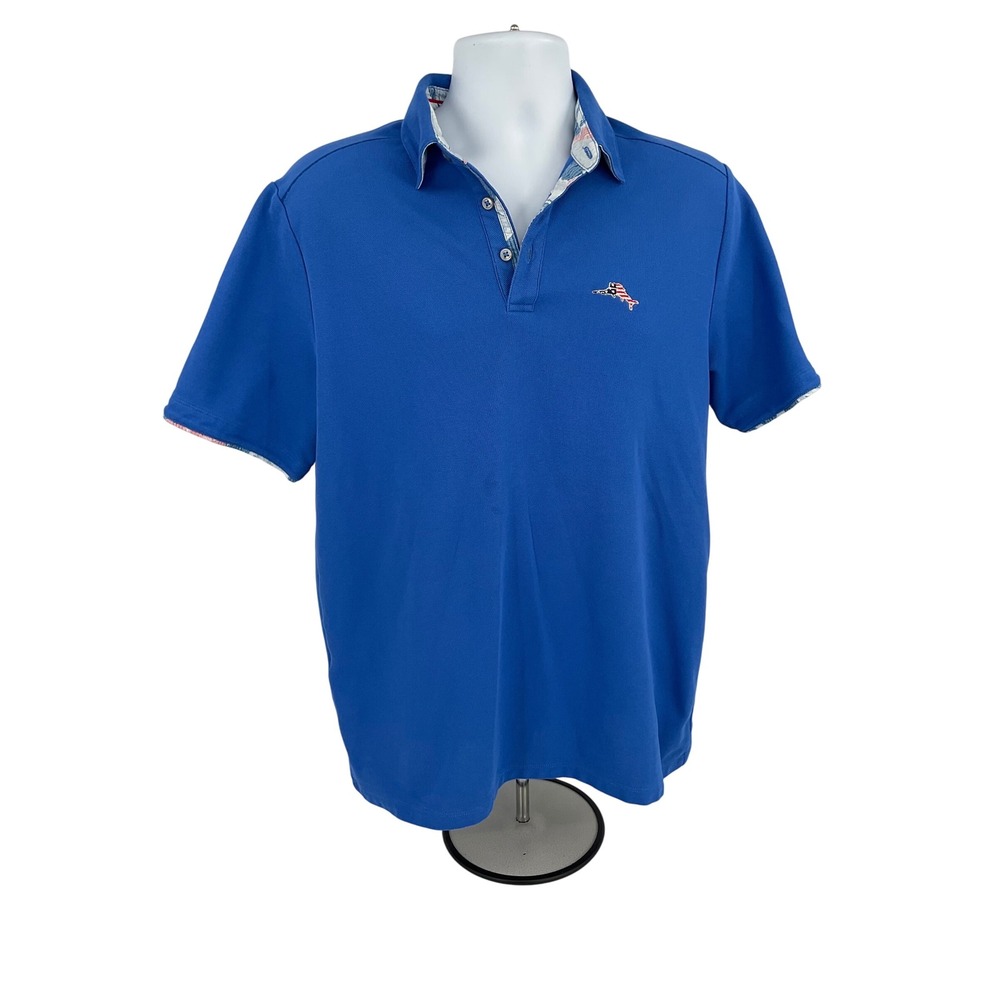Tommy Bahama IslandZone Polo Shirt‎ Americana Marlin Logo Blue Medium #1241